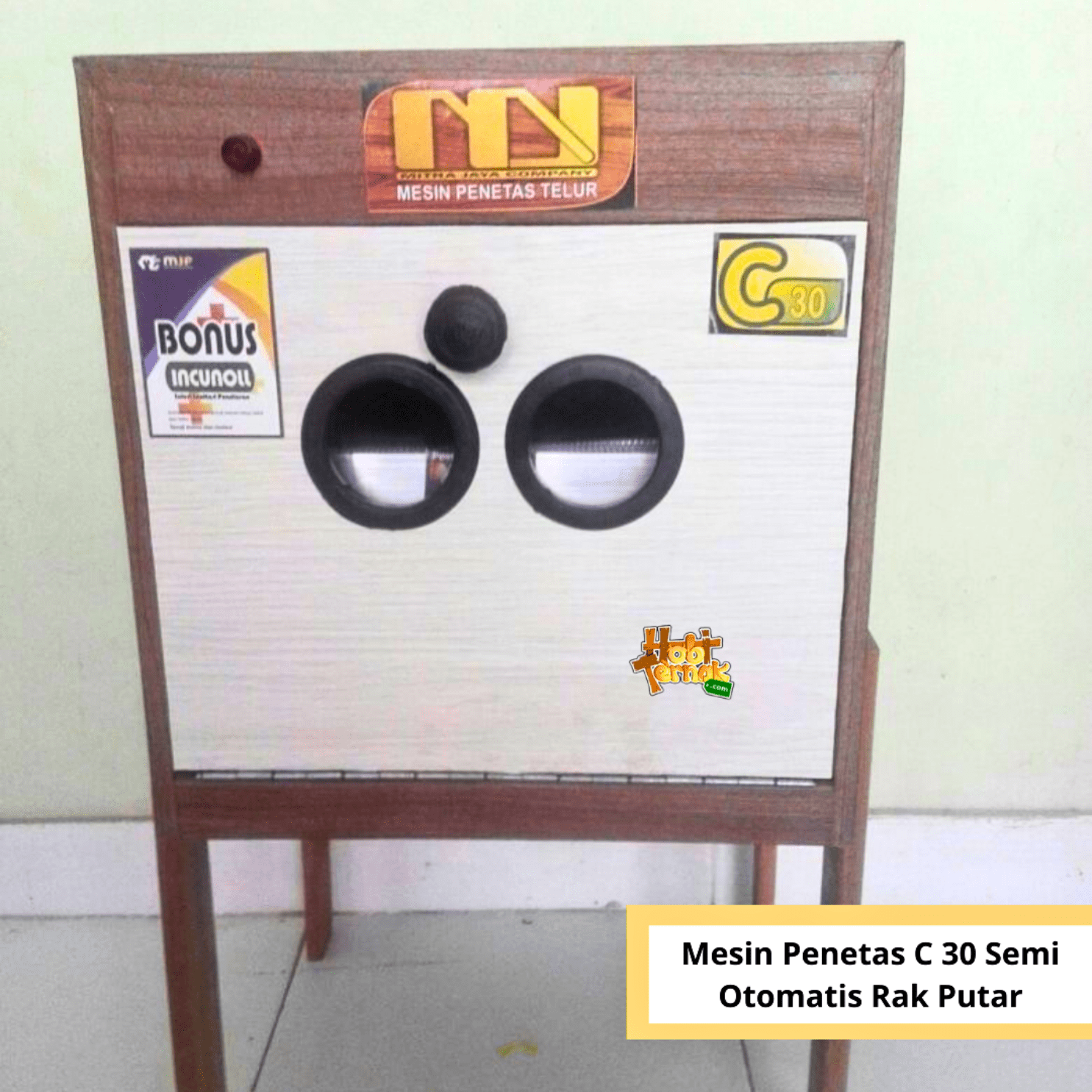 Mesin penetas telur semi otomatis dengan handle putar manual