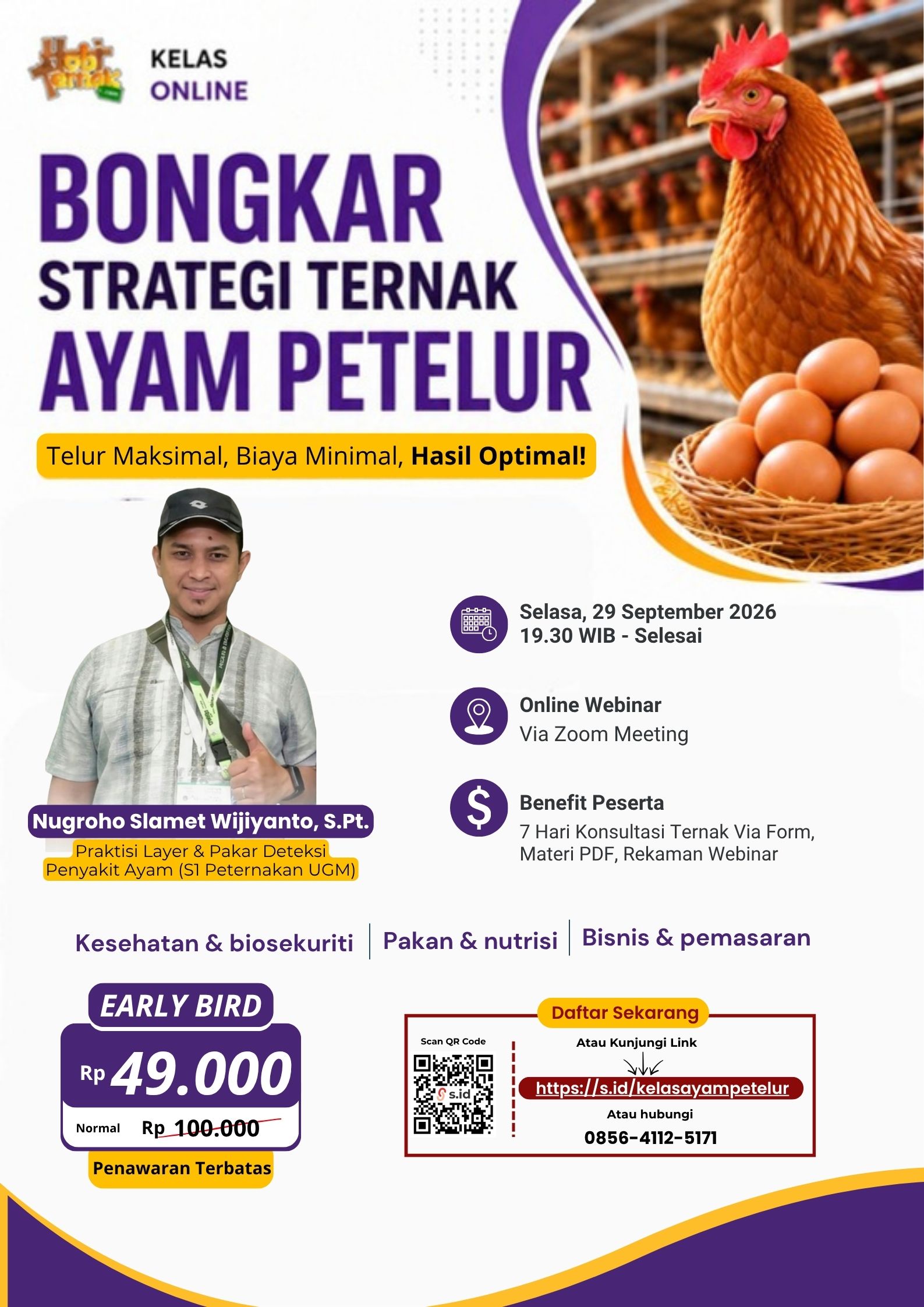 Kelas Online Bongkar Strategi Ternak Ayam Petelur - 29 September 2026